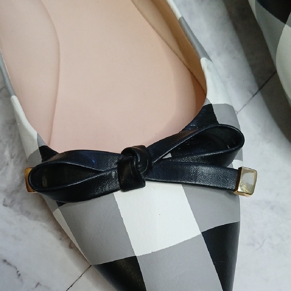 Kate Spade Monochrome Checkered Flats with Bow - Picture 6 of 6